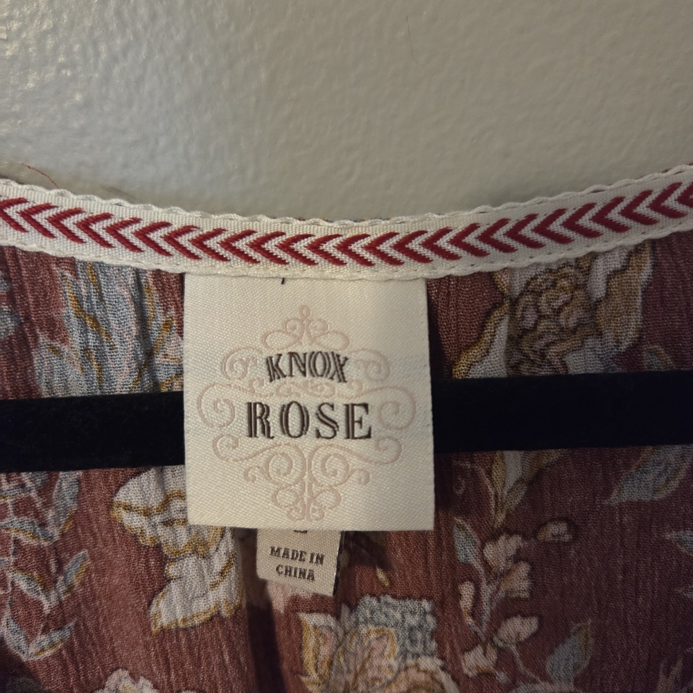 Knox Rose Womens Floral Long Dusty Rose Sleeve Bohemian Midi Dress Size Large - Picture 11 of 13